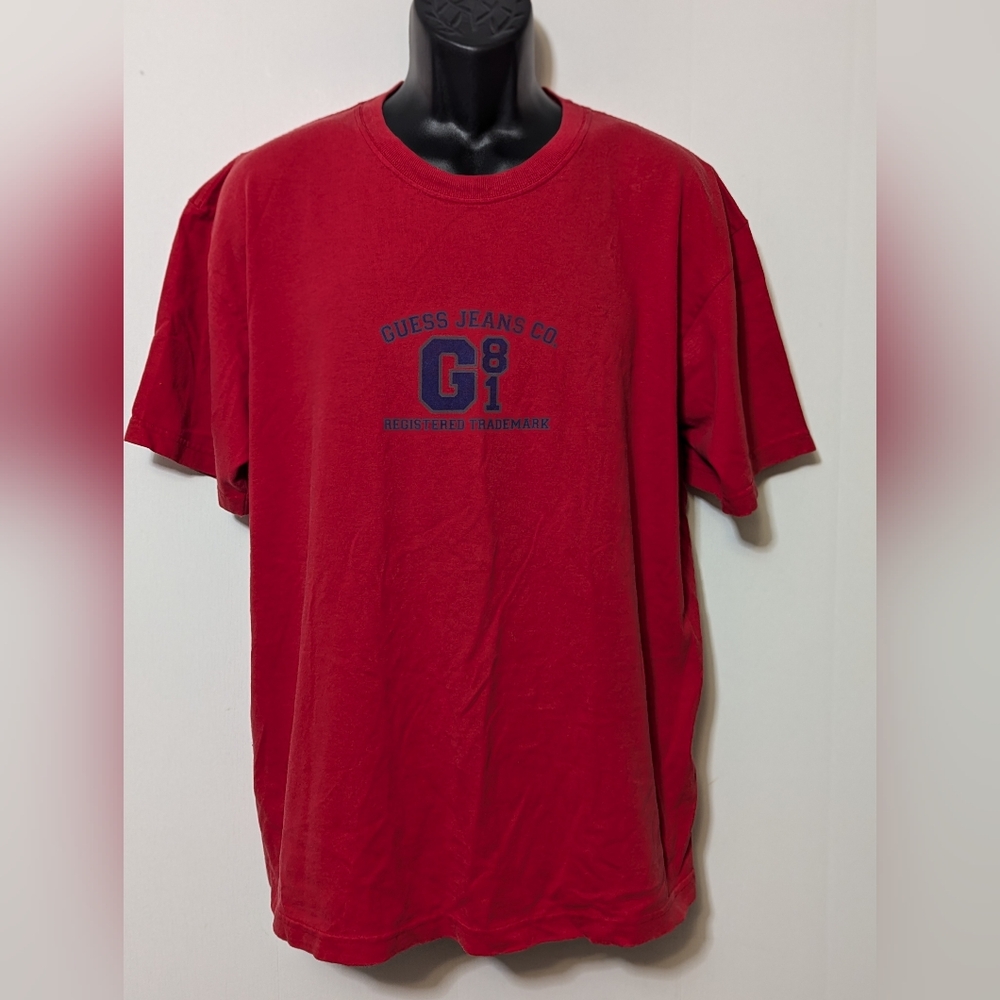 Men's Vintage Guess Red T-shirt Size Large